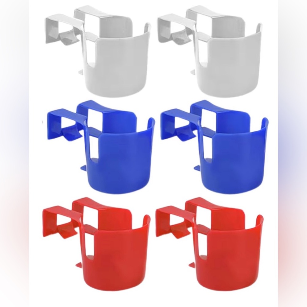 Set of 6 Clip-On Party Drink Holders - Red, Blue, White